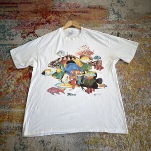 Vintage 90s Coastal Wear Maui Hawaii Tropical Reef Fish T-Shirt Size XL
